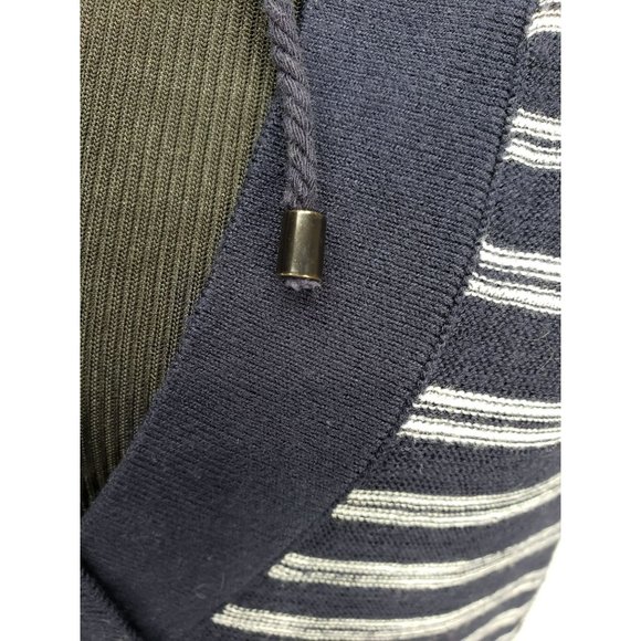 Loft Women's Blue Gray Striped Pullover 3/4 Sleeve See Through Shirt Size Large - Picture 9 of 11